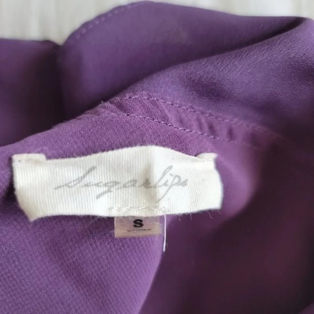 Sugarlips one-shoulder ruffled violet top size small